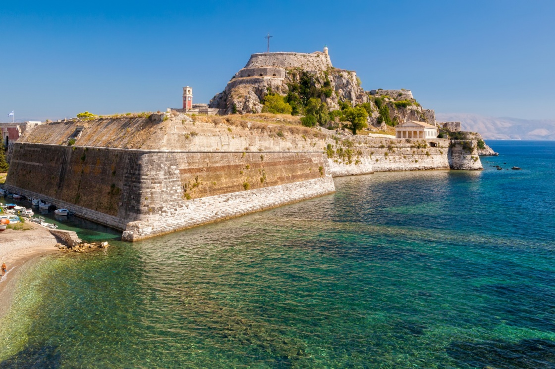 'Old fortress walls and clock tower Kerkyra city, Corfu, Greece' - Corfù